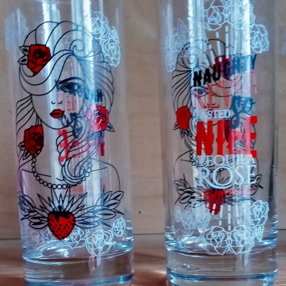 2 Tall Tequila Rose Strawberry Cream Naughty Never Tasted So Nice Shot Glasses - Picture 5 of 5